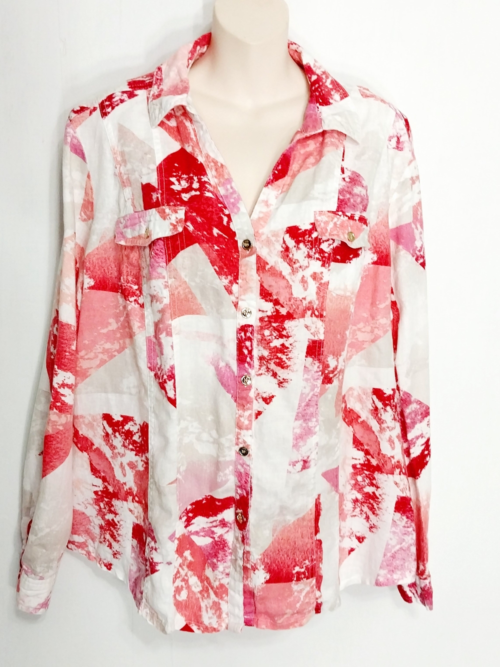 🔵BOGO FREE🔵 JM Collection Top Button Down Linen Long Sleeve Sz 16